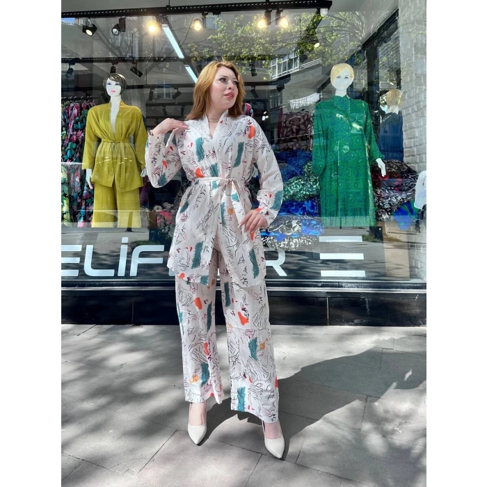 petite ateiler Ceketli baskılı takım