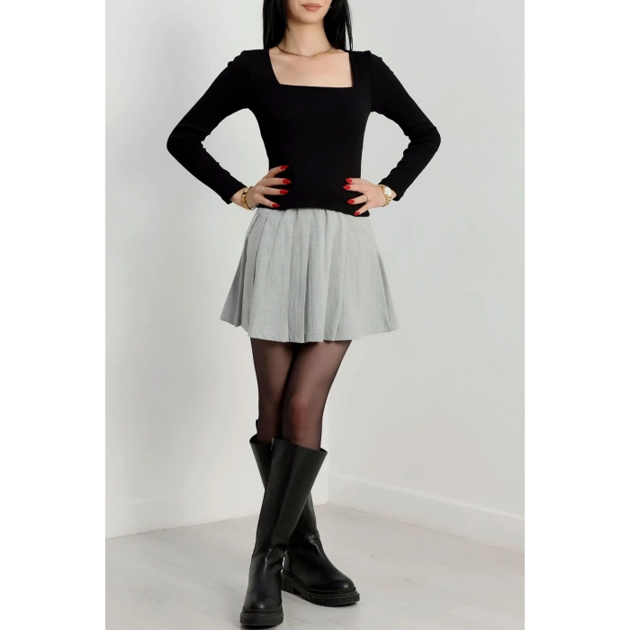 petite ateiler Çerçeve yaka kaşkorse bluz siyah