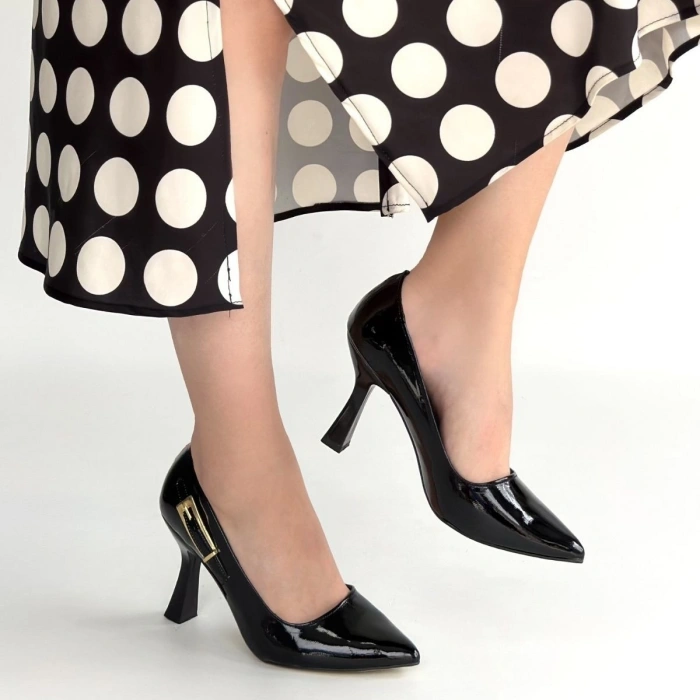 petite ateiler Cerin Siyah Rugan Topuklu Ayakkabı