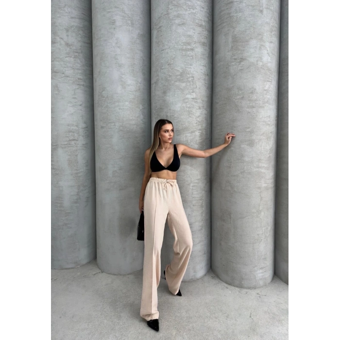 petite ateiler Çımalı keten pantolon