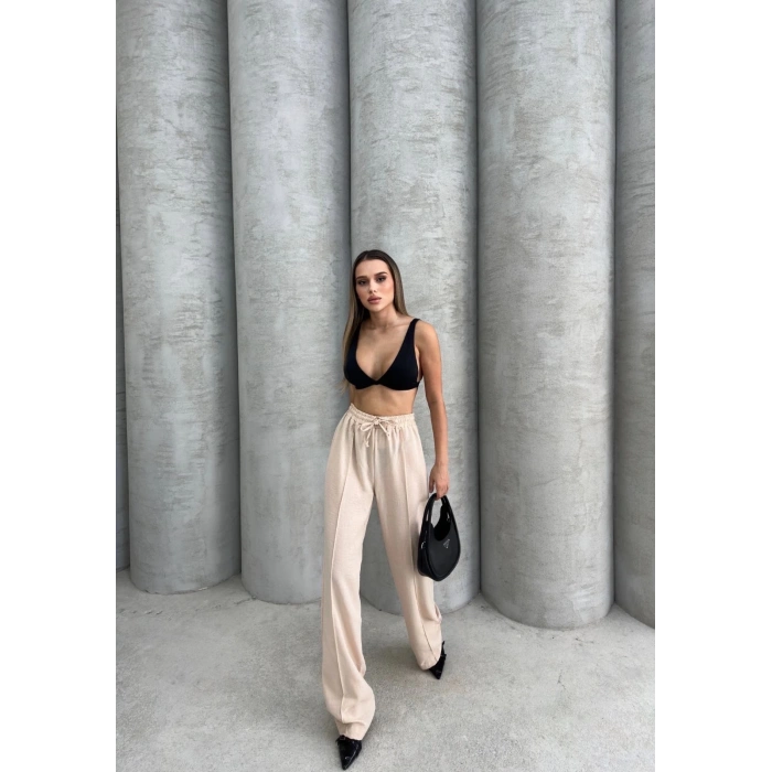 petite ateiler Çımalı keten pantolon