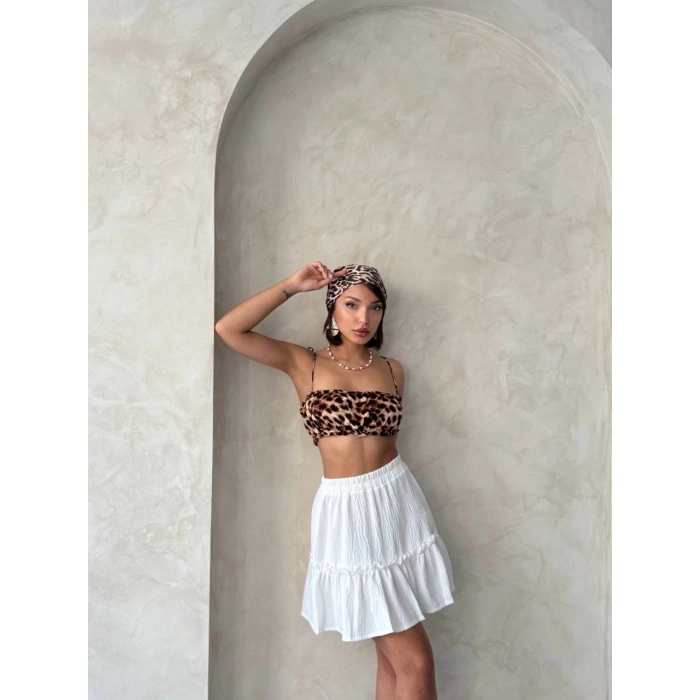 petite ateiler Çingene keten etek beyaz s24808