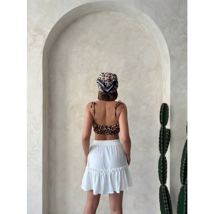 petite ateiler Çingene keten etek beyaz s24808