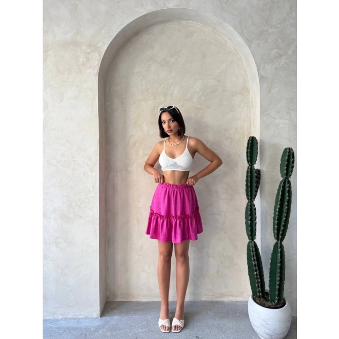 petite ateiler Çingene keten etek fuşya s24808