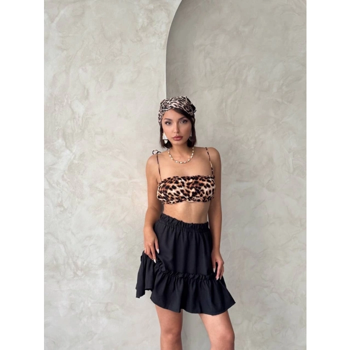 petite ateiler Çingene keten etek siyah s24808