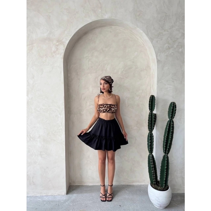 petite ateiler Çingene keten etek siyah s24808