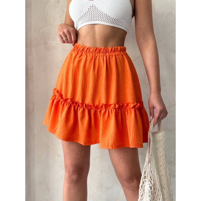 petite ateiler Çingene keten etek turuncu s24808