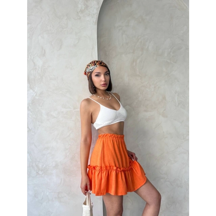 petite ateiler Çingene keten etek turuncu s24808