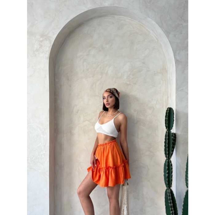 petite ateiler Çingene keten etek turuncu s24808