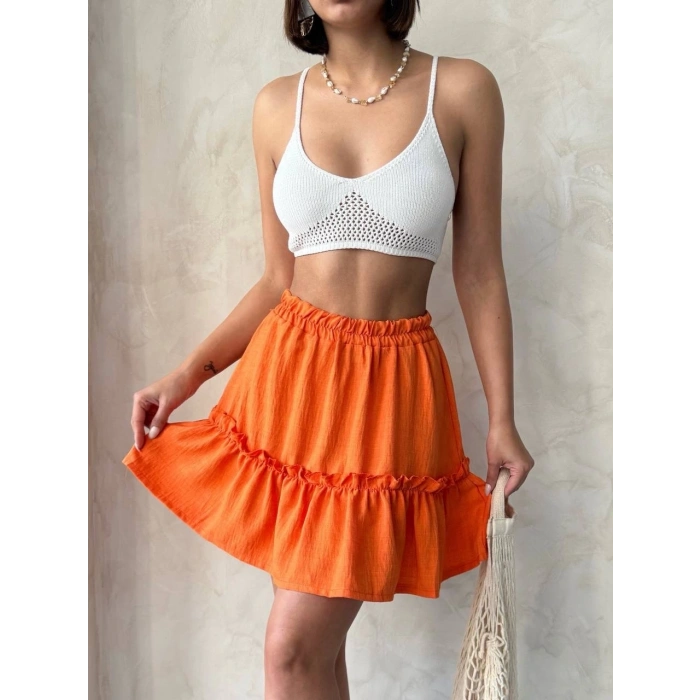 petite ateiler Çingene keten etek turuncu s24808