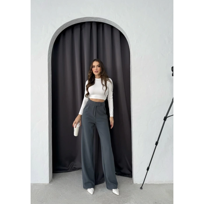 petite ateiler Cırtlı pantolon krep füme pt