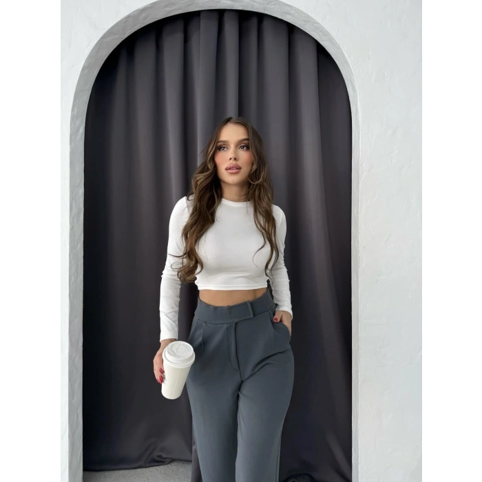 petite ateiler Cırtlı pantolon krep füme pt