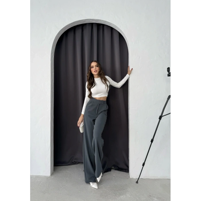 petite ateiler Cırtlı pantolon krep füme pt