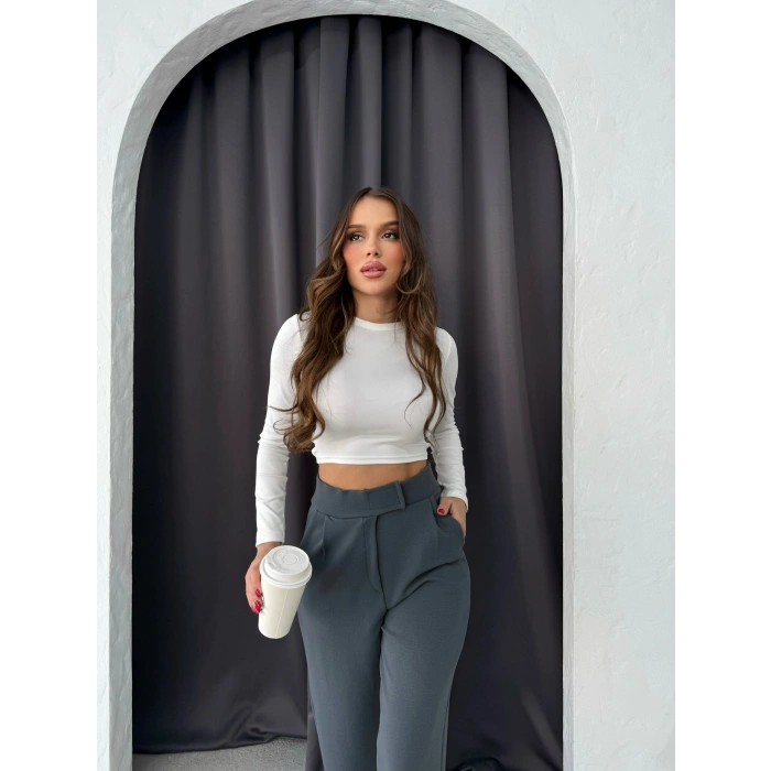 petite ateiler Cırtlı pantolon krep füme pt