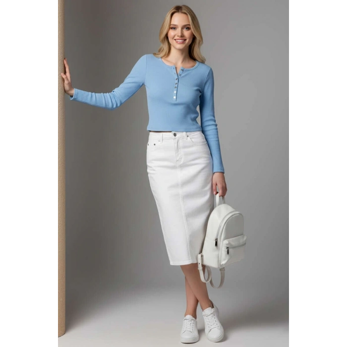 petite ateiler Çıtçıt Detaylı Bluz Mavi T4343