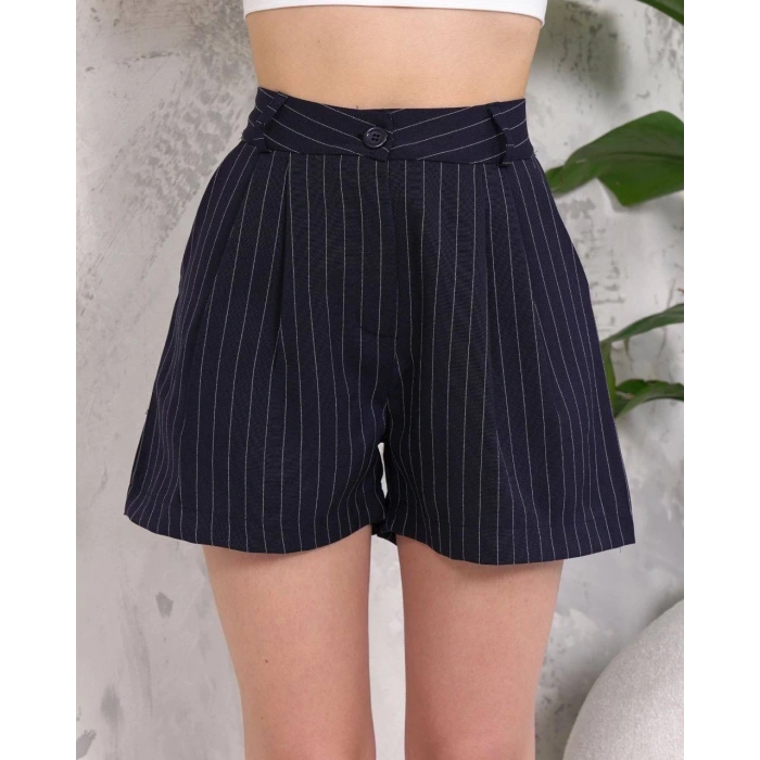 petite ateiler Çizgili düğmeli şort siyah s2551251