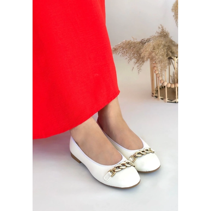 petite ateiler Cleo Beyaz Cilt Babet Ayakkabı