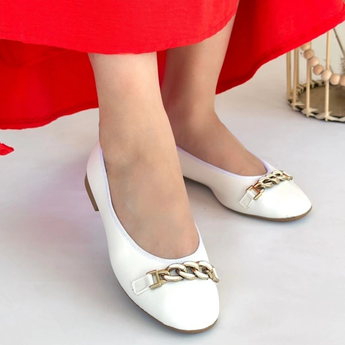 petite ateiler Cleo Beyaz Cilt Babet Ayakkabı