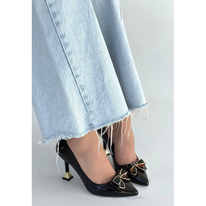 petite ateiler Coby Siyah Rugan Topuklu Ayakkabı