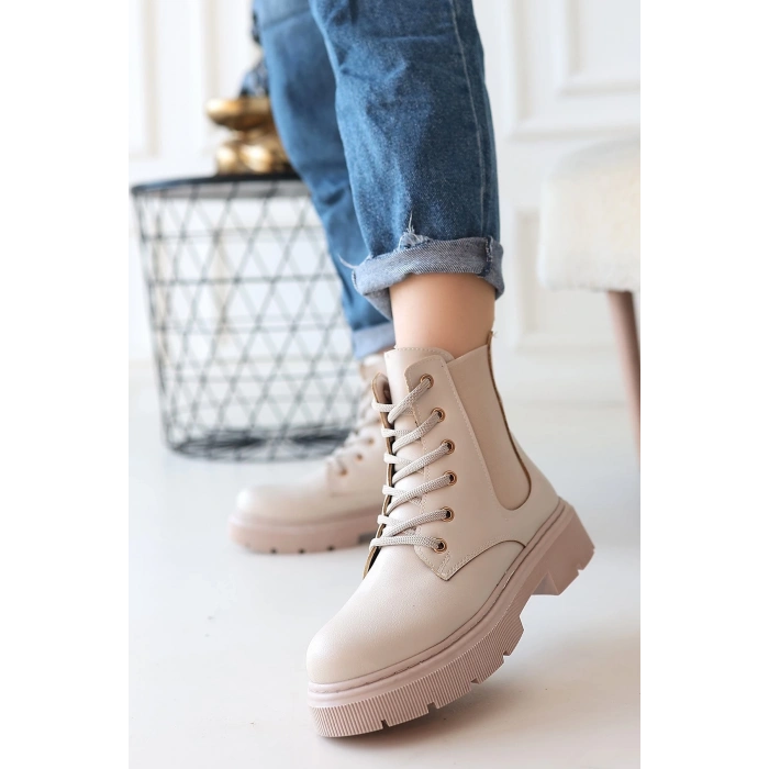 petite ateiler Daum Bej Cilt Bağcıklı Bot