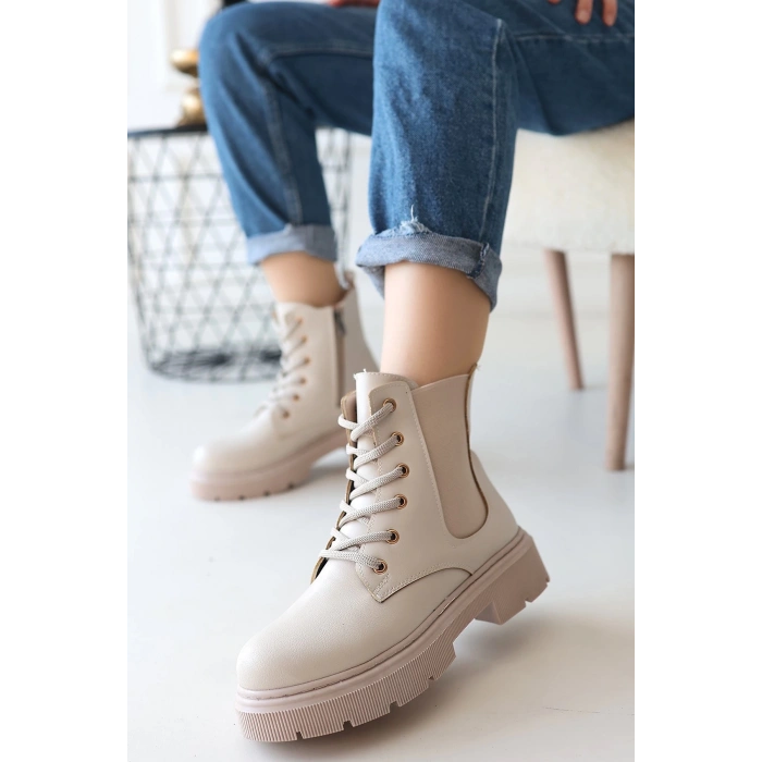 petite ateiler Daum Bej Cilt Bağcıklı Bot