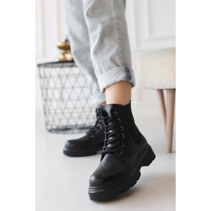 petite ateiler Daum Siyah Cilt Bağcıklı Bot