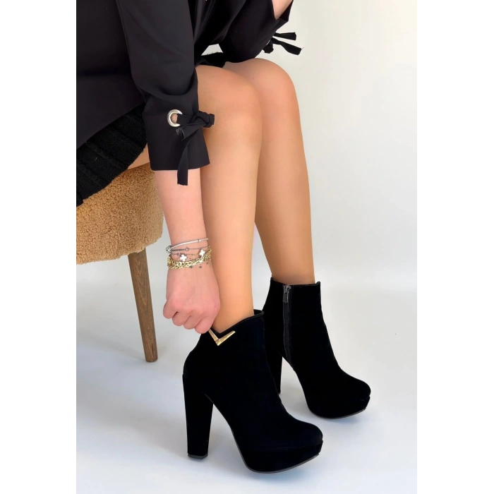 petite ateiler Denta Siyah Süet Topuklu Bot