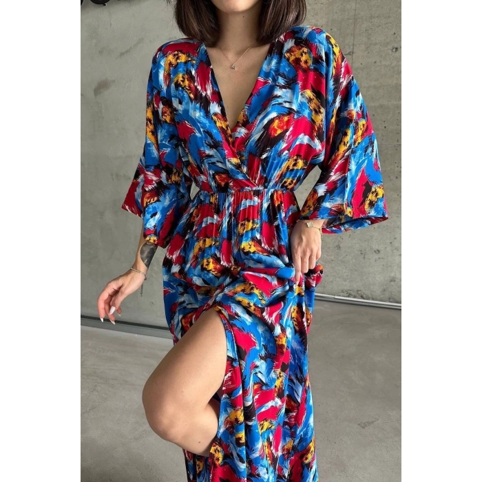 petite ateiler Dokuma baskılı yarasa kol elbise s8124