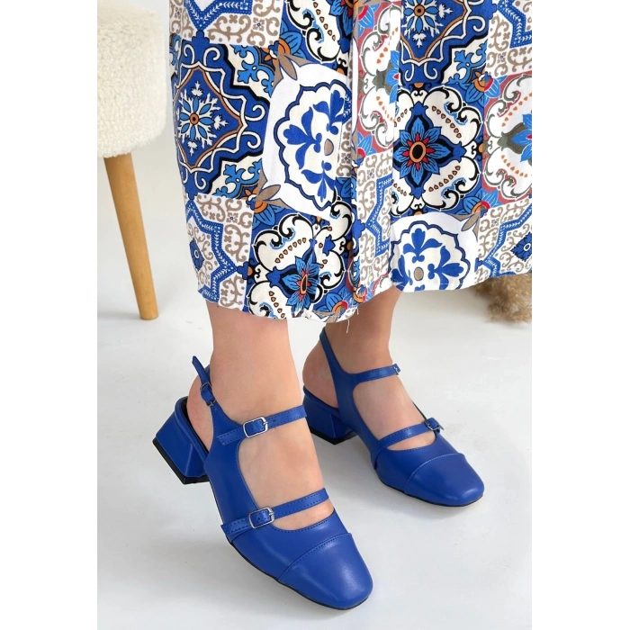 petite ateiler Doran Mavi Cilt Topuklu Ayakkabı