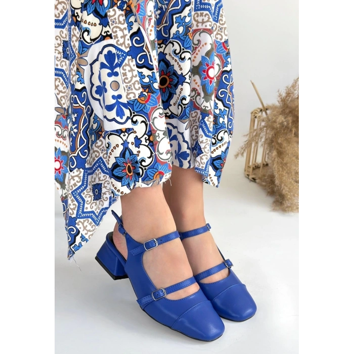 petite ateiler Doran Mavi Cilt Topuklu Ayakkabı