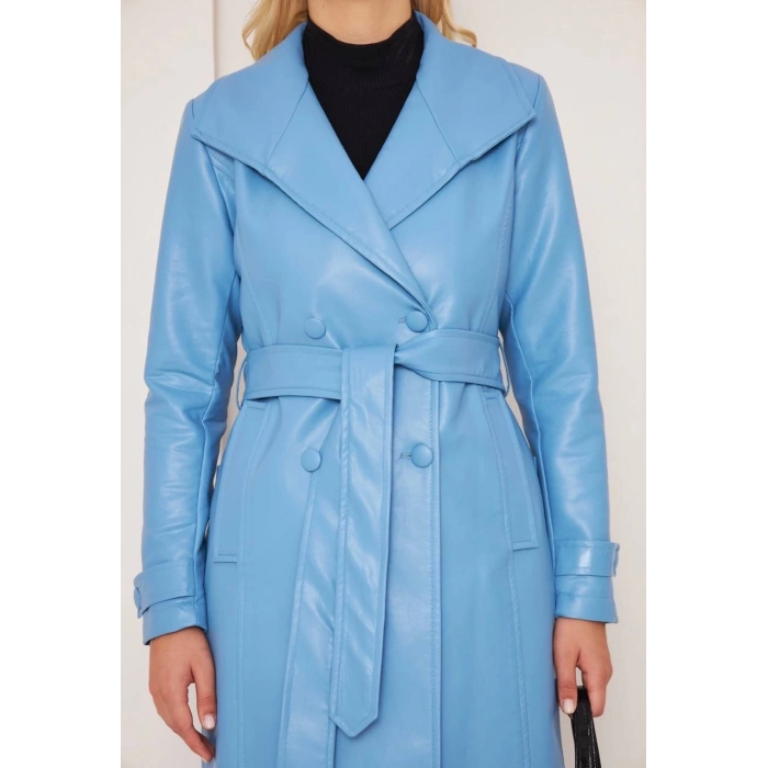 petite ateiler DÜĞMELİ UZUN DERİ KABAN