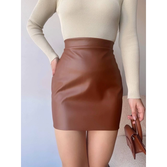 petite ateiler Düz deri etek taba h24468