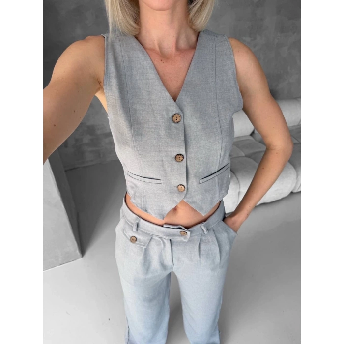 petite ateiler Essential yelek pantolon takım gri s255254