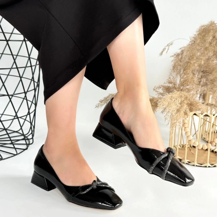 petite ateiler Estay Siyah Rugan Topuklu Ayakkabı