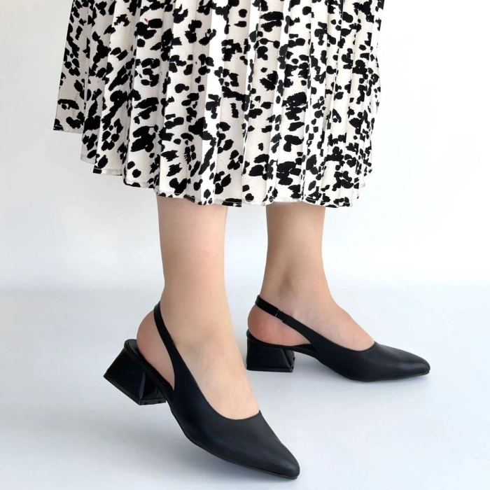 petite ateiler Evia Siyah Cilt Topuklu Ayakkabı