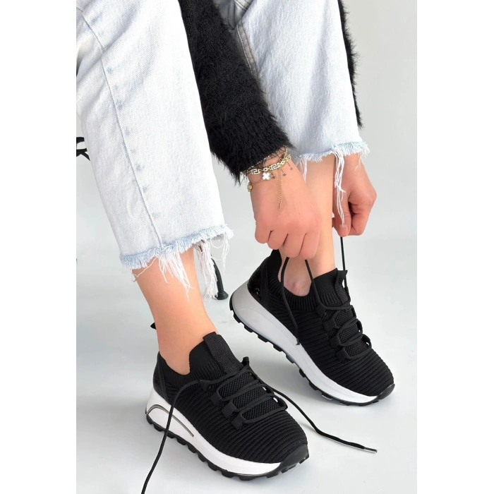 petite ateiler Feort Siyah Triko Bağcıklı Spor Ayakkabı