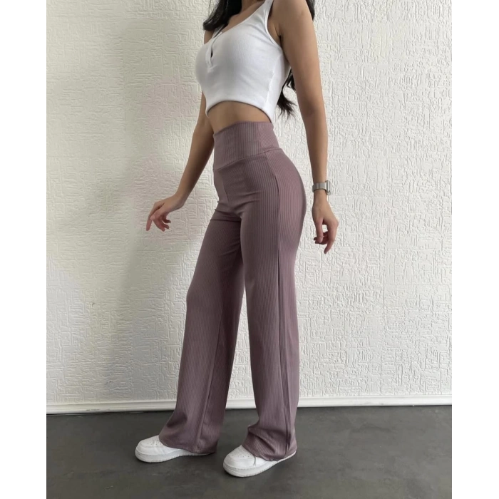 petite ateiler fitilli palazzo pantolon sütlükahve