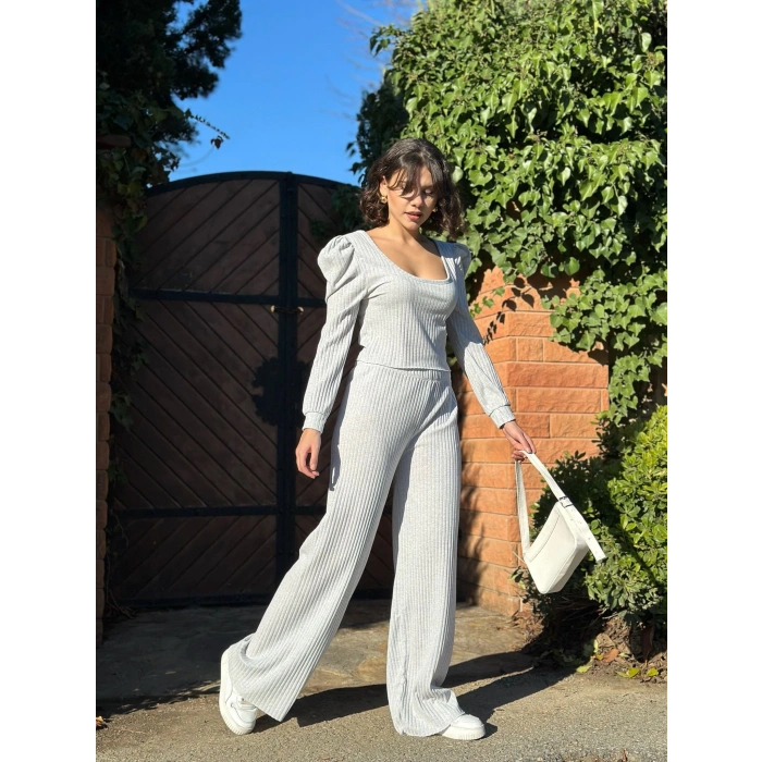 petite ateiler Fitilli prenses kol alt üst takım gri