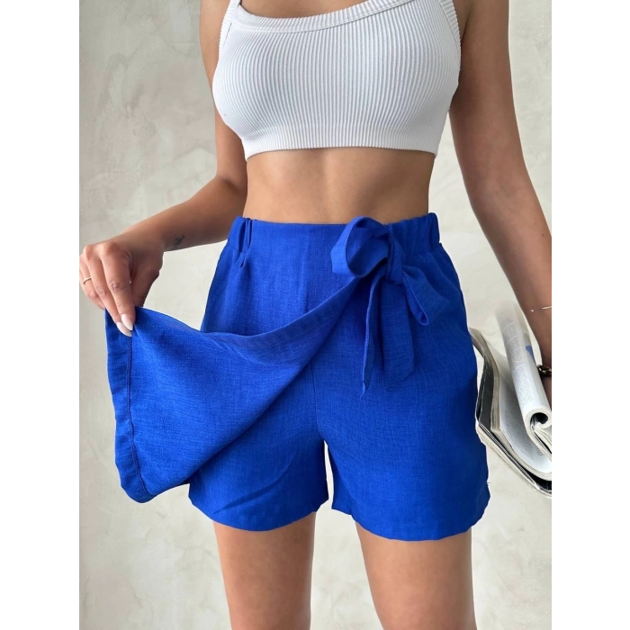 petite ateiler Fiyonklu şort etek saks s255021