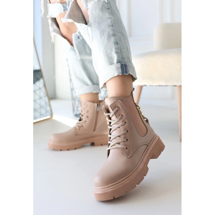 petite ateiler Harte Nude Cilt Bağcıklı Bot