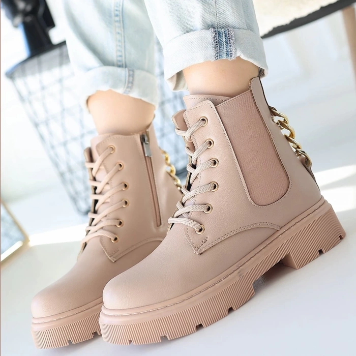 petite ateiler Harte Nude Cilt Bağcıklı Bot