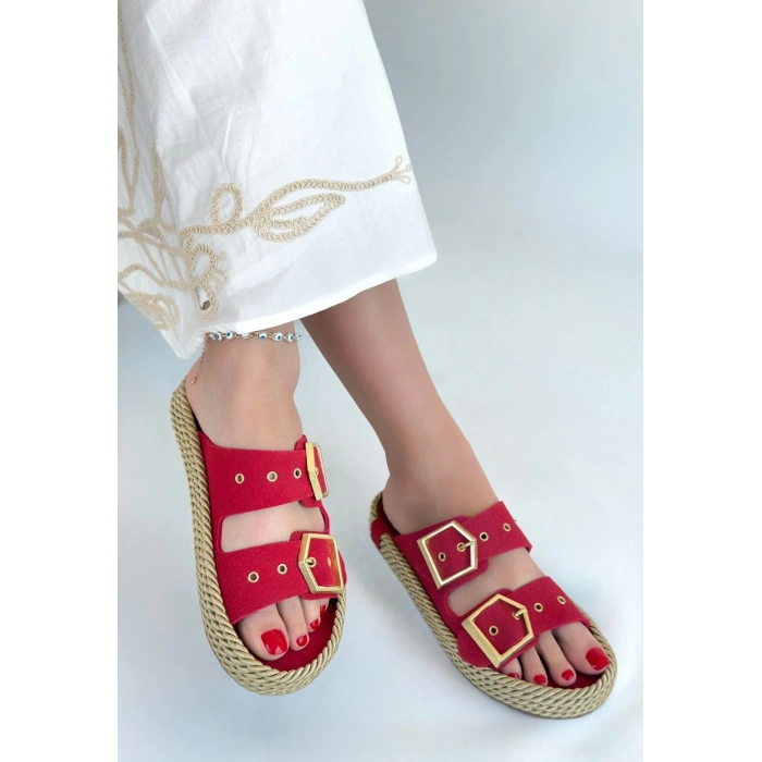 petite ateiler İces Kırmızı Nubuk Terlik