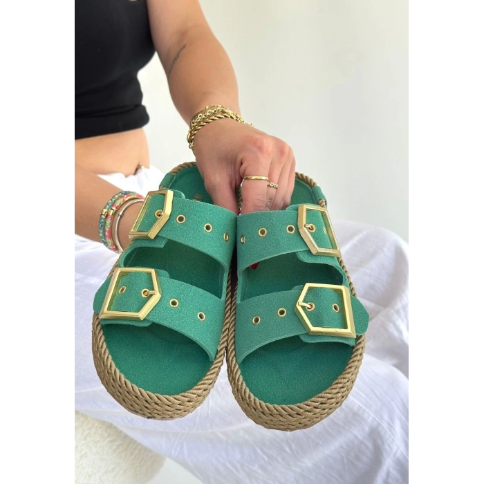 petite ateiler İces Yeşil Nubuk Terlik