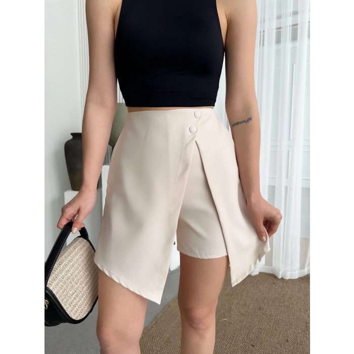 petite ateiler İki düğmeli şort etek S24046