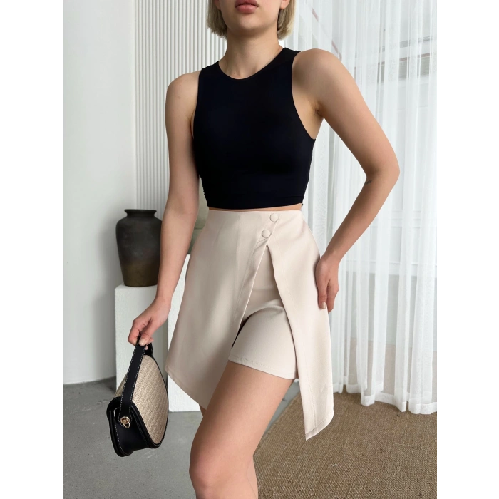 petite ateiler İki düğmeli şort etek S24046