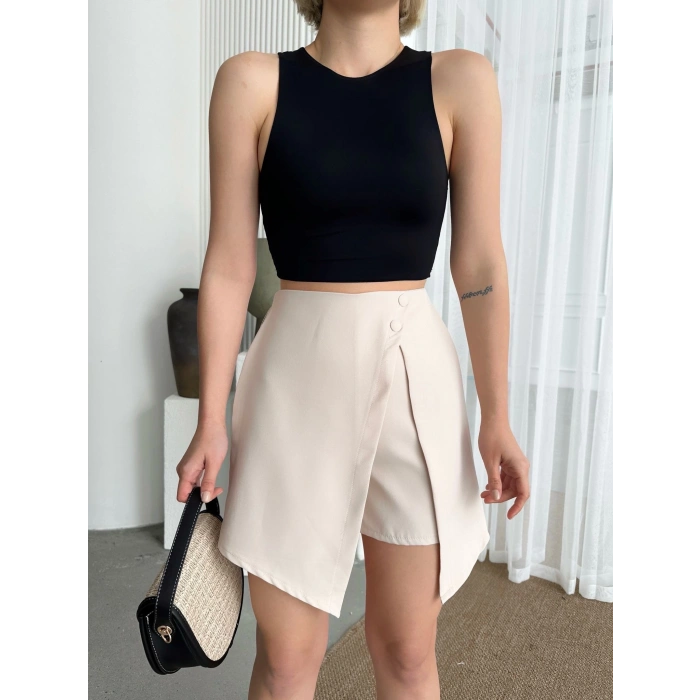 petite ateiler İki düğmeli şort etek S24046