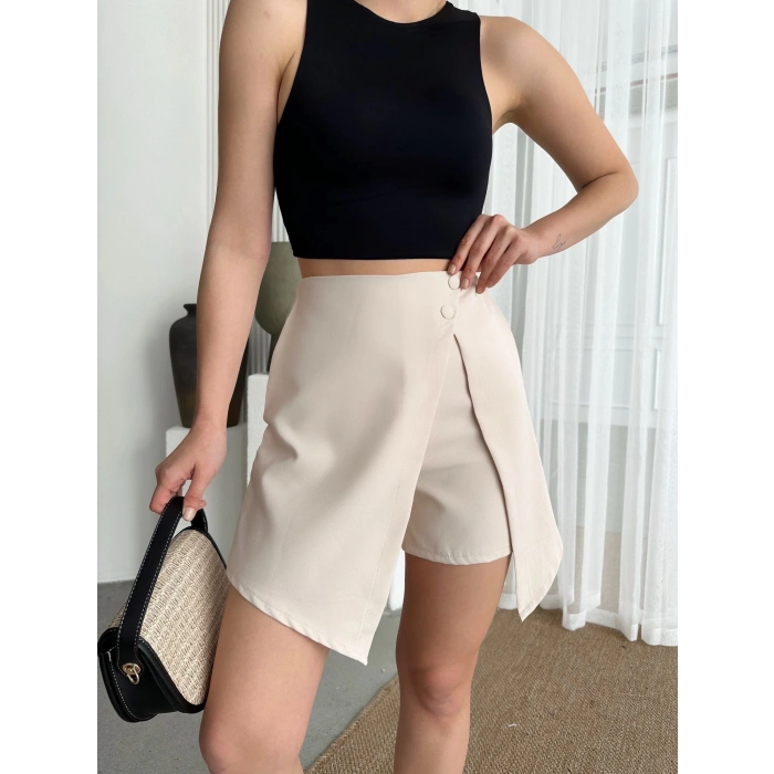 petite ateiler İki düğmeli şort etek S24046