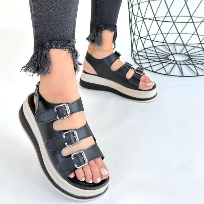 petite ateiler Jatay Siyah Cilt Sandalet