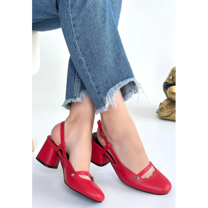 petite ateiler Jecci Kırmızı Cilt Topuklu Ayakkabı