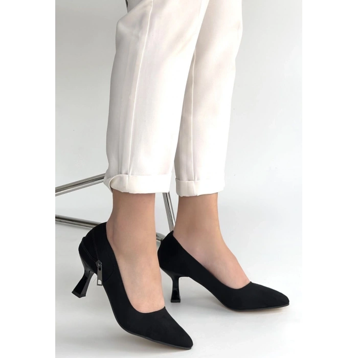 petite ateiler Jedi Siyah Süet Topuklu Ayakkabı